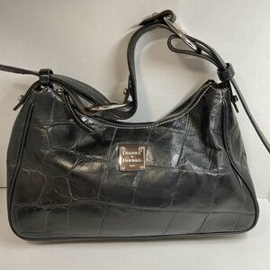 Dooney & Bourke Black Croc-Embossed Shoulder Bag